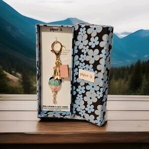 Piper K Keychain Handbag Purse Keychain Bag Charm Eiffel Tower Hot Air Balloon